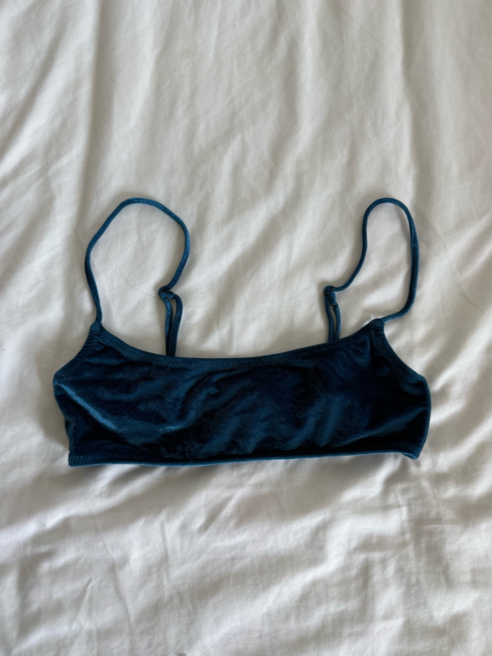 triangl swimwear Velvet Bikini Top in Deep Teal Blue
